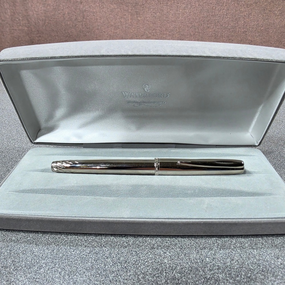 Waterford Lismore Silver Fountain Pen Excellent Engraved Diamond Pattern Boxed